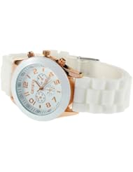 YKS White Unisex Geneva Silicone Jelly Gel Quartz Analog Sports Wrist Watch