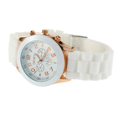 YKS White Unisex Geneva Silicone Jelly Gel Quartz Analog Sports Wrist Watch