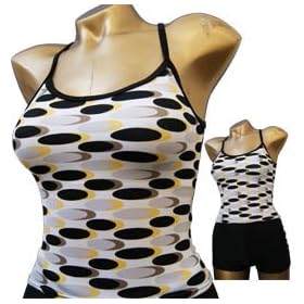 Tankini Swimwear Chloe Black yellow Sizes 10-24