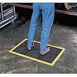 Wearwell 454.12x3x4BK 1/2″ Thick x 3′ Width x 4′ Length, Safety Beveled Integral Molded Border Edges, Black Color, Natural Rubber Dry Area Medium Duty Anti-Fatigue OrthoStand Mat