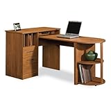 Sauder Camber Hill Desk with Return in Sand Pear, width 23.50in