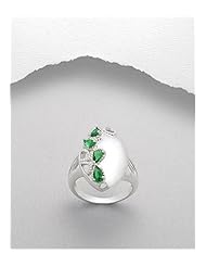 Forest Green CZ Ring In 92.5 Sterling Silver