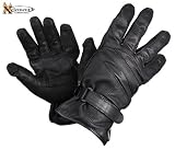 Men's Waterproof Black Leather Motorcycle Gloves - Size : Large