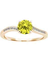 0.94 Ct Round Canary and White Diamond 18K Yellow Gold Ring