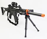 1:1 Full Scale Spring Powered Airsoft Sniper Rifle FPS-240 with Bipod, Flashlight, Flashing Lights, Cock Sight, Laser Aiming Sight, Silencer Airsoft Gun Airsoft Rifle G36 Style