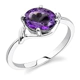 Sterling Silver 1.50 cts Oval Shape Amethyst Ring Size 8