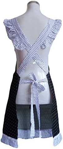 Kalevel Cute Princess Elegant Cotton Cloth Aprons for Women with Pockets Adult Kitchen Apron Black White