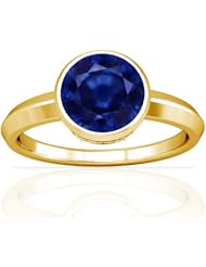 14K Yellow Gold Round Cut Blue Sapphire Solitaire Ring (GIA Certificate)