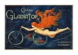 CYCLES GLADIATOR FRANCE FLYING BICYCLE WOMAN STARRY NIGHT VINTAGE POSTER REPRO Art Poster Print by Georges Massias, 34x25 Art Poster Print by Georges Massias, 34x25