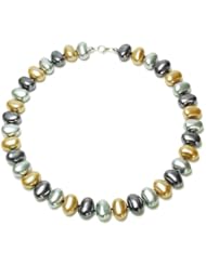 Sterling Silver Colored Shell Pearl Necklace, 18"