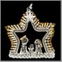 Nativity In Star Shaped Stable Spun Glass Ornament