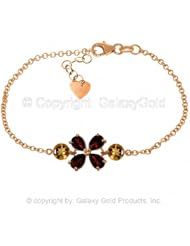14k Rose Gold Floral Bracelet with Garnets and Citrines