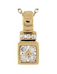 14k Yellow Gold White CZ Modern Ladies 1.48cm Slide Charm Pendant