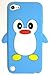 BUKIT CELL (TM) Apple iPod Touch 5 Penguin Silicone Case (SKY BLUE) + BUKIT CELL Trademark Lint Cleaning Cloth + Screen Protector + WirelessGeeks247 METALLIC Touch Screen STYLUS PEN with Anti Dust Plug