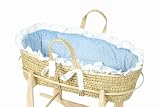Blue Minky Dot Moses Basket