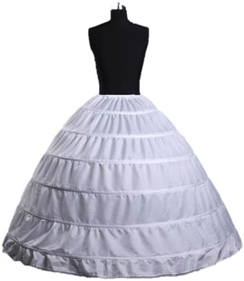 White 6 HOOP Wedding Bridal Ball Gown Crinoline Petticoat Skirt Slips Underskirt