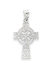 14k White Gold Celtic Cross Pendant