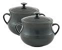 Le Creuset Stoneware Pair of Bean Pots, Granite, Small