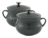 Le Creuset Stoneware Pair of Bean Pots, Granite, Small