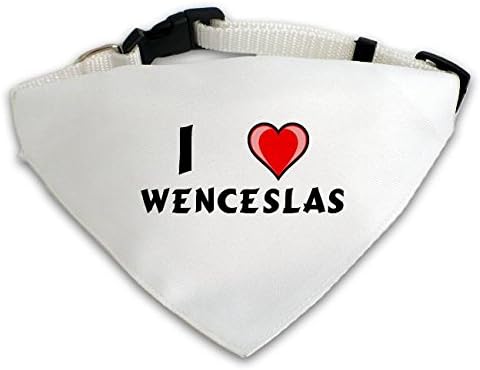 Personalized White Dog Scarf with I love Wenceslas (first name/surname/nickname)