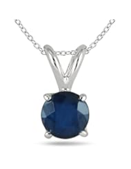 4MM All Natural Round Sapphire Stud Pendant in .925 Sterling Silver
