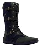 Hush Puppies Girls Dangergirl Snr Navy Blue Zip Up Mid Calf Leather Boots