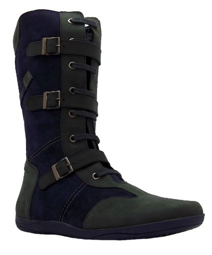 Hush Puppies Girls Dangergirl Snr Navy Blue Zip Up Mid Calf Leather Boots