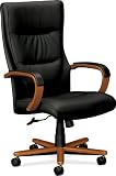 basyx by HON HVL844 Executive Chair, Bourbon Cherry Frame, Black Leather