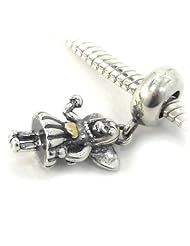 .925 Sterling Silver " Exclusive Highly Detailed Fairy Princess w/Wand Dangle " Bead Compatible with Pandora Chamilia Kay Troll Bracelet