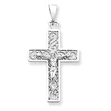14k White Gold Filigree Crucifix Pendant