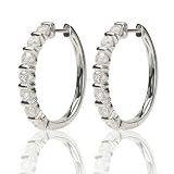 14k White Gold Diamond Oval Shaped Hoop Earrings (2 1/2 cttw, H color, I1 Clarity)