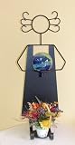 Little Dutch Girl Wrought Iron Gazing Globe Plant Stand with Blue Glow in the Dark Globe