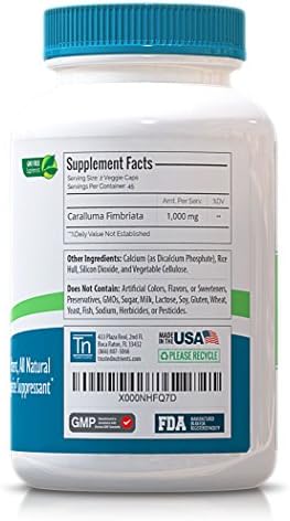 Trusted Nutrients Caralluma Fimbriata: 100% Pure, 10:1 Caralluma Fimbriata Extract from Whole Cactus Plant, 1000mg - 3x 90 Count