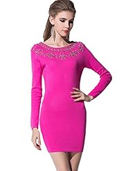 Cotton Long Sleeves 2015 Beaded  Dress