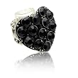 Chunky Black Crystal Studded Heart Stretch Ring