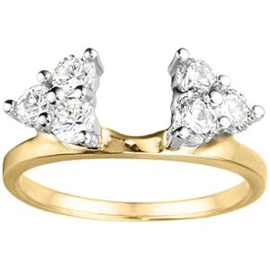 Two Tone Sterling Silver Engagement Ring Wrap (0.25 crt. Cubic Zirconia).