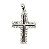 Silver Cubic Zirconia Cross Pendants, Size: 25mm