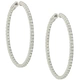100 Round 4 prong Diamond Oval Hoop Earrings 3.52cttw
