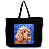 Cocker Spaniel Dog Art Zippered Cotton Canvas Tote Bag