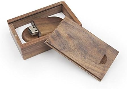 FACWEEK - Wooden Gift USB 2.0 Flash Drive Oval Shaped Design Pendrive Memory Stick with Box Case Magnetic Cap (8GB, Brown Walnut Wood)