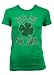 Cybertela Rub Me For Luck Junior Girl's T-shirt Faded Four Leaf Clover Tee (Kelly Green, X-Large)