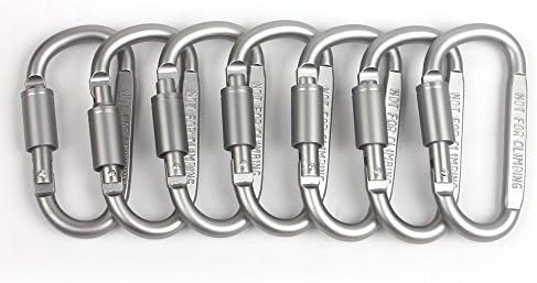 Aluminum Carabiner,LOOBJOYGAME 7-pack Screw Lock D-ring KeyChain Clip Hook Outdoor Buckle for Camping Hiking Fishing