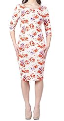 Round Neck Floral Print Cocktail Polyester/Spandex Stretchy Peplum Summer Bodycon Dress/Club Dress/Party Dress/Midi Dress 
