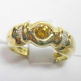 14K Yellow Gold Natural Yellow and White Diamond Ring