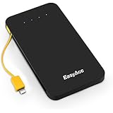 EasyAcc iChoc 5000mAh External Battery Pack Ultra Slim Power Bank with Built-in Lightning Cable Flashlight Portable Charger for iPhone - Matte Black