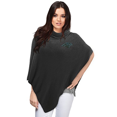 NFL Carolina Panthers Crystal Knit Poncho, 42 x 38-Inch, Black