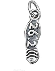 Sterling Silver 26.2 Marathon Shoe Foot Print Sports Charm