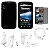 Black Rubberized Protective Gel Silicone Skin Cover Case for AT&T New Motor ....