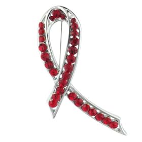 Red Rhinestone Ribbon Brooches Pin by Pugster