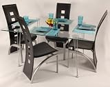 Medallion 5-Pc Dining Set with Tuxedo Chairs (Clear/Black) (Sizes Vary)